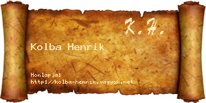 Kolba Henrik névjegykártya